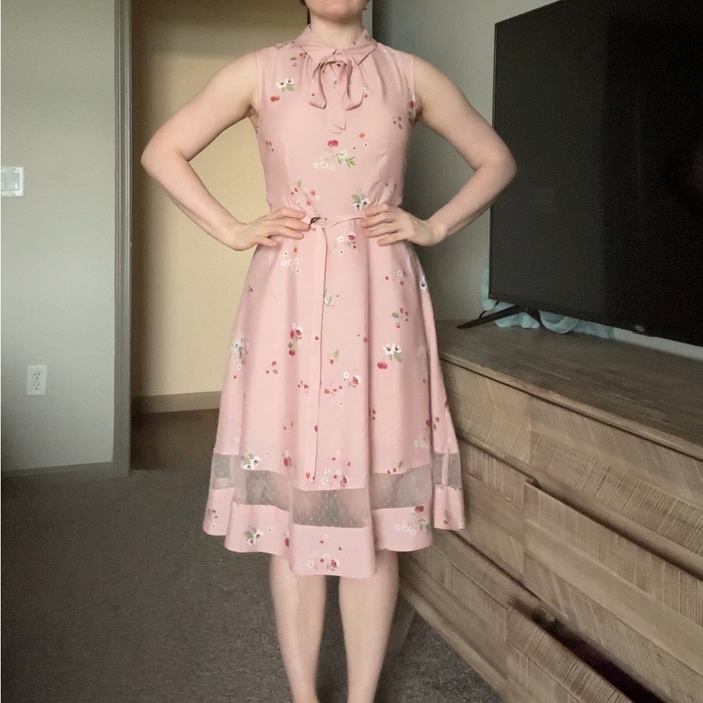 Floral Pink Sleeveless Dress